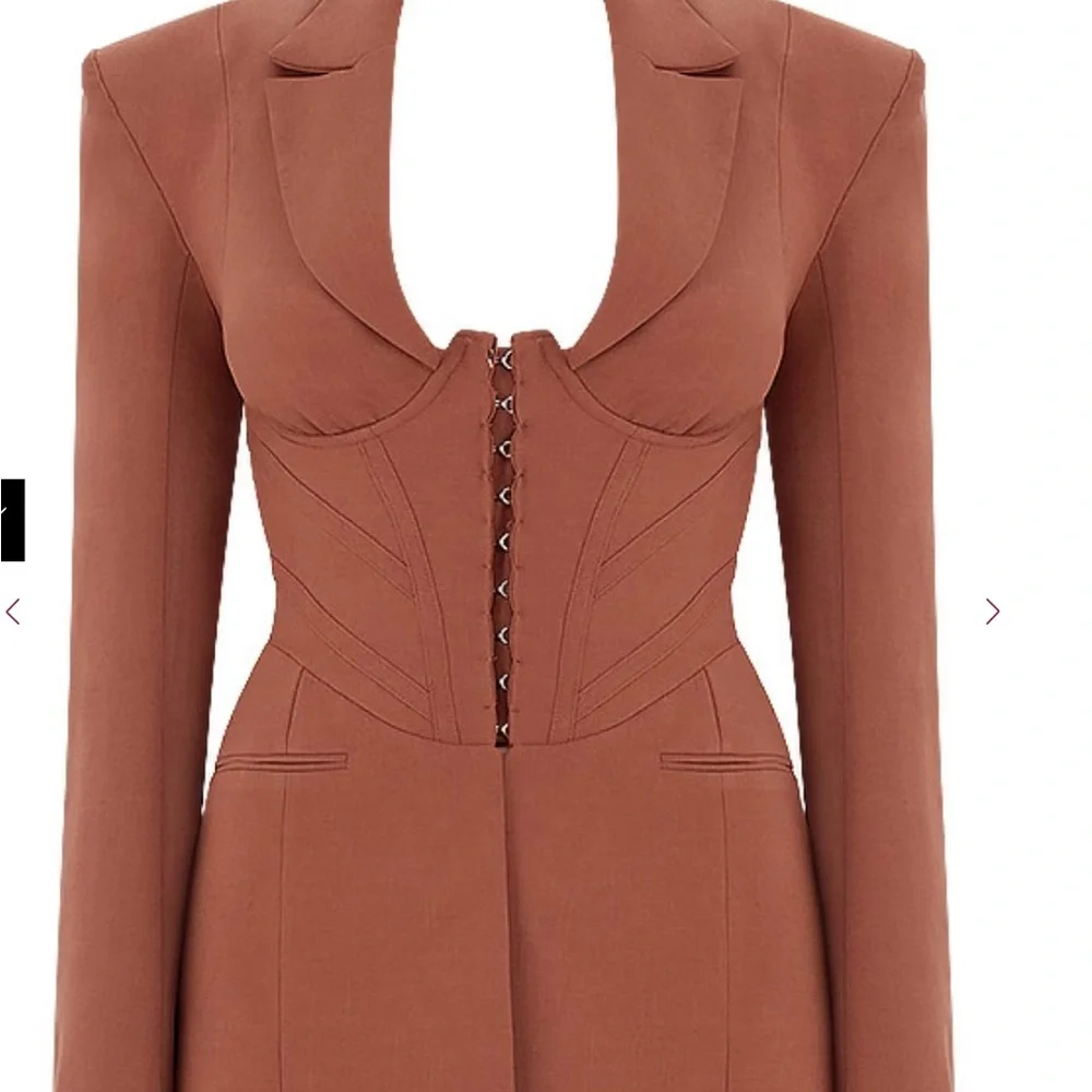 House of CB Tan Blazer Sophisticated Suit Jacket and Pant set - Picture 4 of 14